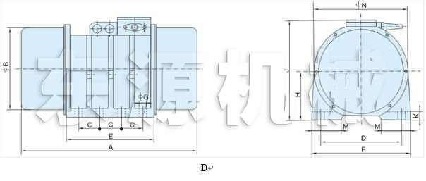XVM-A振動電機(jī)外形及安裝尺寸D