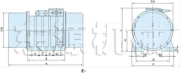 XVM-A振動電機(jī)外形及安裝尺寸E